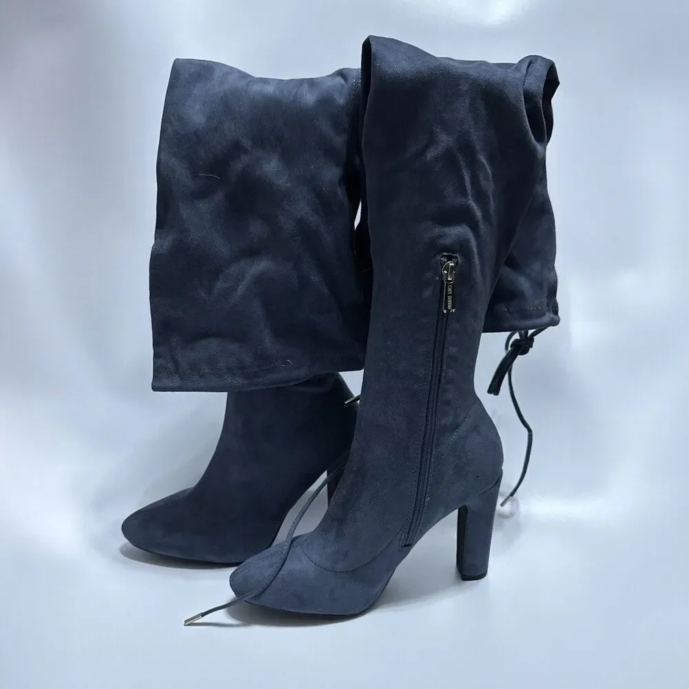 Cape Robbins Chunky Heel Over The Knee Boots Stretchy Suede Womens US 8.5M